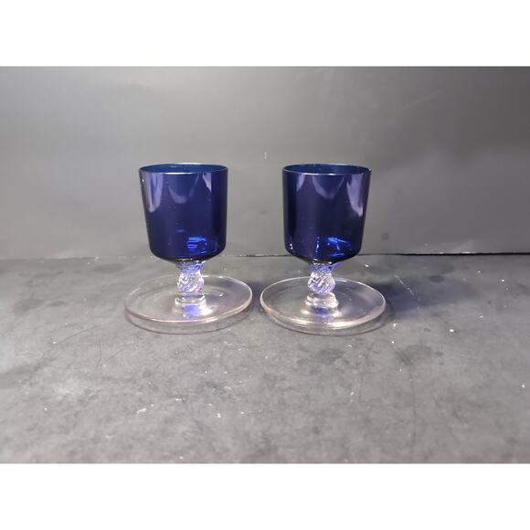 Cambridge Glass Footed Cigarette‎ Urns, Set of 2, Cobalt Sapphire Blue, Vintage - Picture 4 of 11